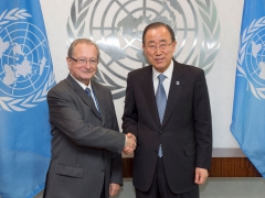 Predsednik Agius tokom sastanka s generalnim sekretarom Ujedinjenih nacija Ban Ki-moonom