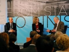 The current ICTY Registrar John Hocking, ICTY Deputy Registrar Kate Mackintosh, and the first ICTY Registrar Theodoor van Boven