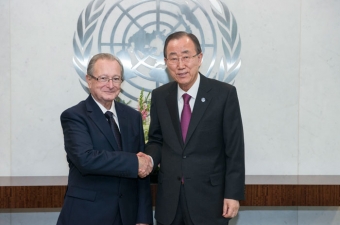 Le Juge Carmel Agius, Président du TPIY et le Secrétaire général de l’Organisation des Nations Unies, Ban Ki-moon