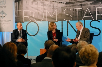 The current ICTY Registrar John Hocking, ICTY Deputy Registrar Kate Mackintosh, and the first ICTY Registrar Theodoor van Boven